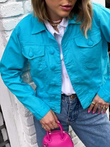 liberty moda Women Denim Jackets & Coats - Mint Blue - View 3