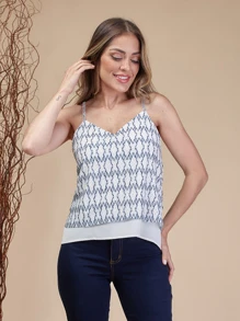 Women Tank Tops & Camis - 藍白色 - 查看 2