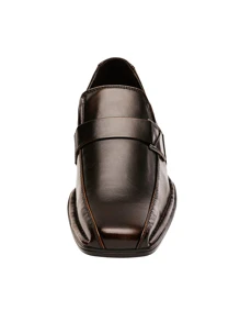 Men's Lined Dress Loafers Formal Shoes Men Dress Loafer Shoe Slip On Moccasins Daily Comfort Leather - 巧克力棕 - 查看 2