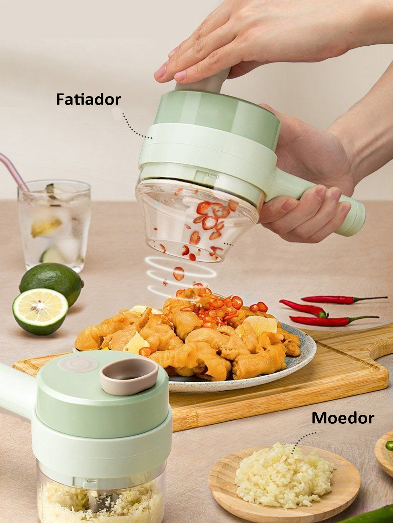 Fatiador moedor de legumes multifuncional sem fio Elétrico