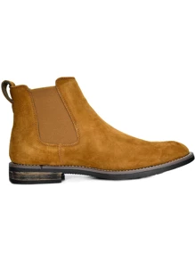 Men's Suede Leather Chelsea Boots Ankle Boots  Round Toe, Low Heel, Mid-Cut, All-Match Ankle Boots - Lạc đà - Xem 4