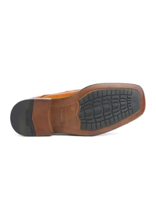 Men's Slip On Loafers Genuine Leather Formal Dress Shoes Comfort Sole Business Casual - 棕色 - 查看 8