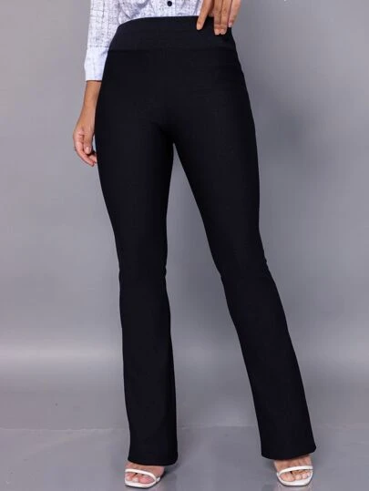 Calça Legging Flare Com Bolso Traseiro Feminina Malha Crepe