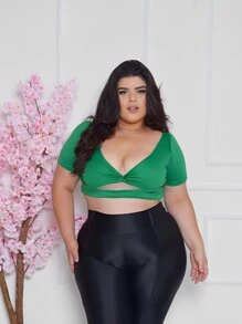 Plus Size Women Tops - Màu xanh Bạc hà - Xem 4