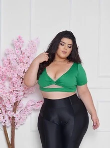 Plus Size Women Tops - Màu xanh Bạc hà - Xem 2