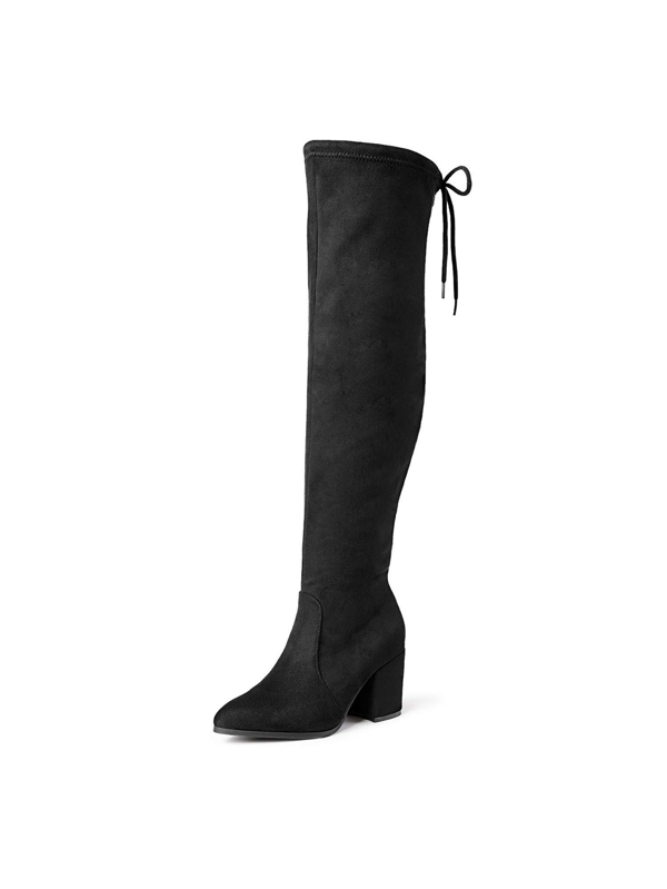 DREAM PAIRS Women's Black Thigh High Boots Over The Knee Stretch Suedes