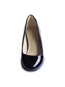 Women's Low Heel Court Pumps Solid Color Elegant Bridal Wedding Shoes - 藏蓝色 - 查看 7
