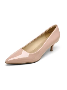 Women's Low Stiletto Heel Pointed Toe Court Pumps, Elegant Fashion Solid Color Shoes - 粉色 - 查看 6
