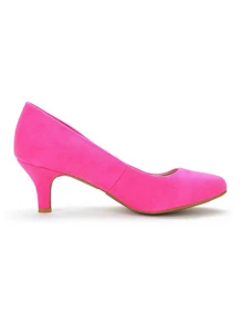 Women's Low Heel Court Pumps Solid Color Elegant Bridal Wedding Shoes Valentines - 玫紅色 - 查看 5