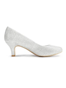 Women's Low Heel Court Pumps Solid Color Elegant Bridal Wedding Shoes - Bạc - Xem 6