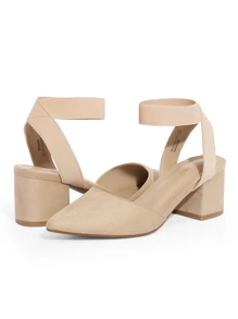 Women's  Pu Low Block Chunky Heel Ankle Strap Pumps Shoes - Apricot - View 3