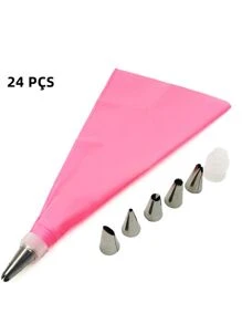 24 Pçs Conjunto De Confeiteira De Silicone Com Bico Para Decoração Com Creme Bolo  (A7-32)