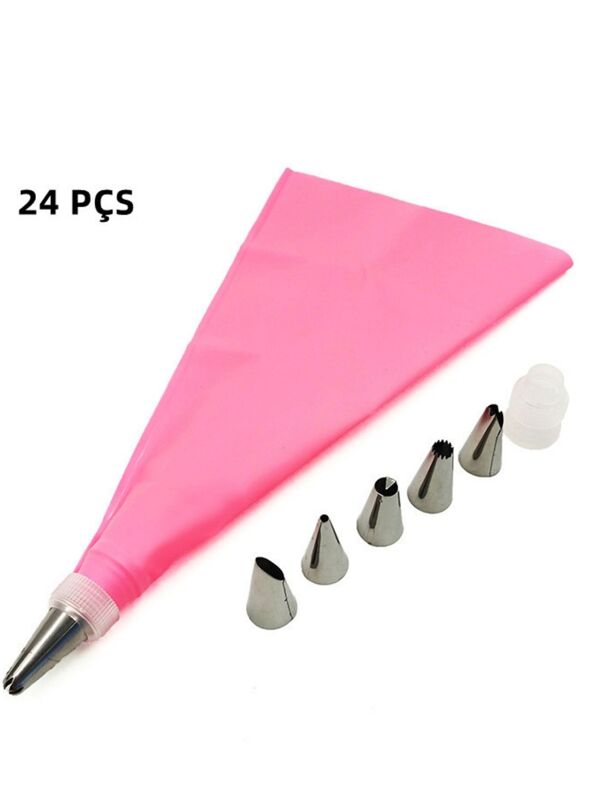 24 Pçs Conjunto De Confeiteira De Silicone Com Bico Para Decoração Com Creme Bolo  (A7-32)