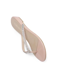 Women's Thong Sandal Fashion Rhinestones Design Slides Sandals - Apricot - View 6