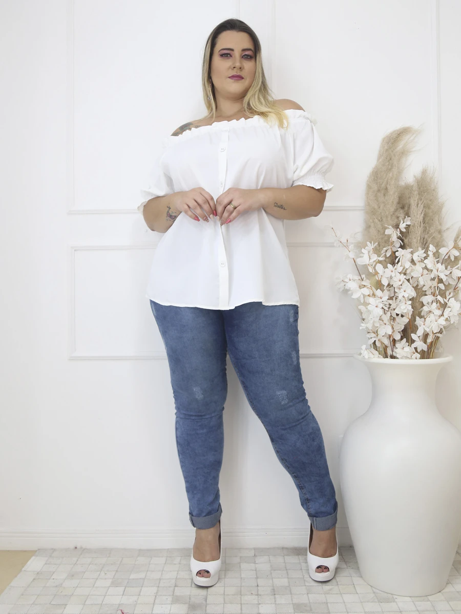 Plus Size Blouses - 白色 - 查看 1