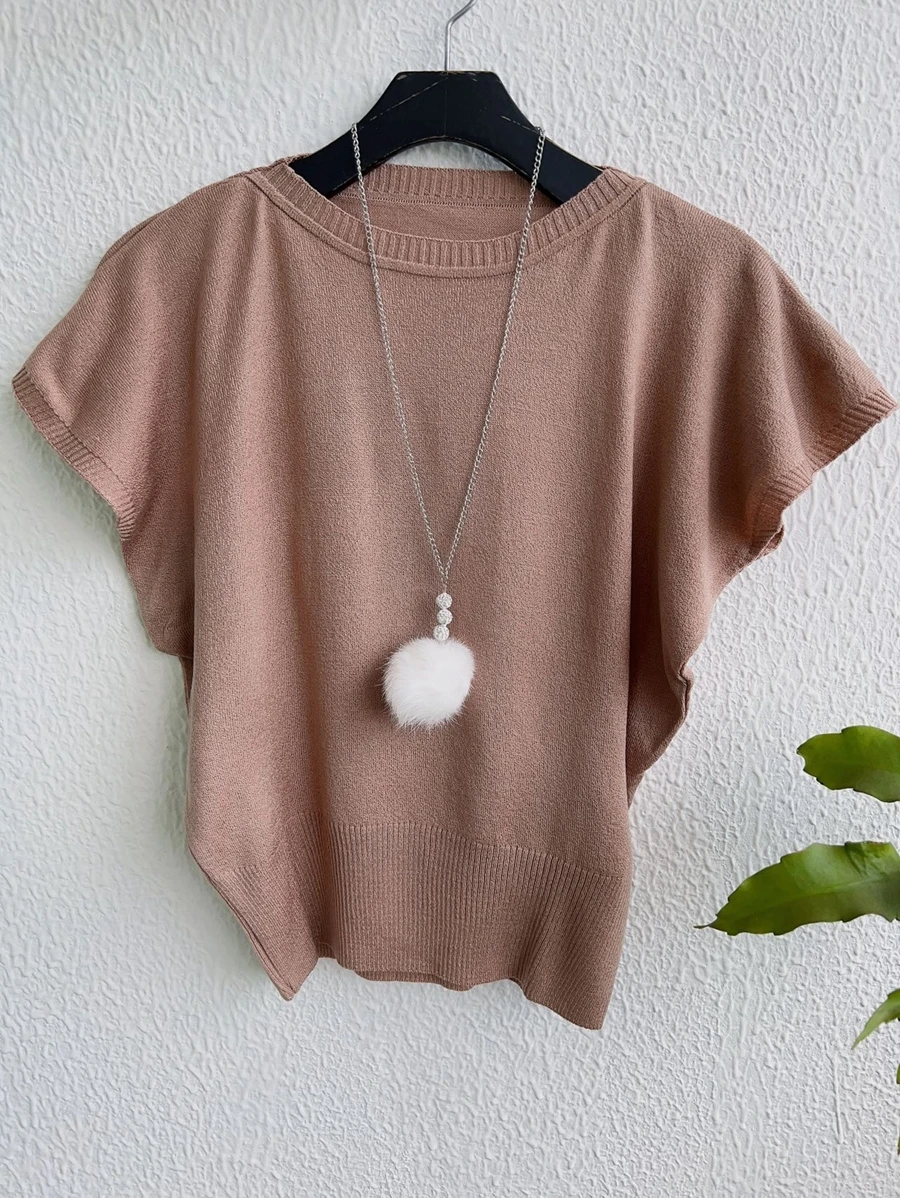 Women Knit Tops - 駝色 - 查看 1