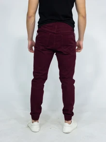 Men Pants - Burgundy - View 2