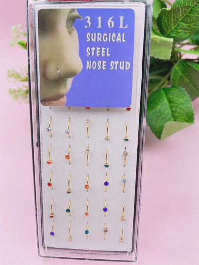 40pcs anel de nariz de decoração de strass