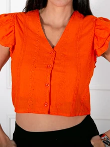 Women Blouses - 橘色 - 查看 5