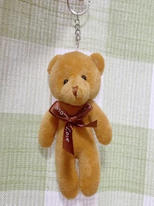 kit com 6 pc/Chaveiro pingente de ursinho de pelúcia pingente gravata borboleta - Multicolorido - Visão 4