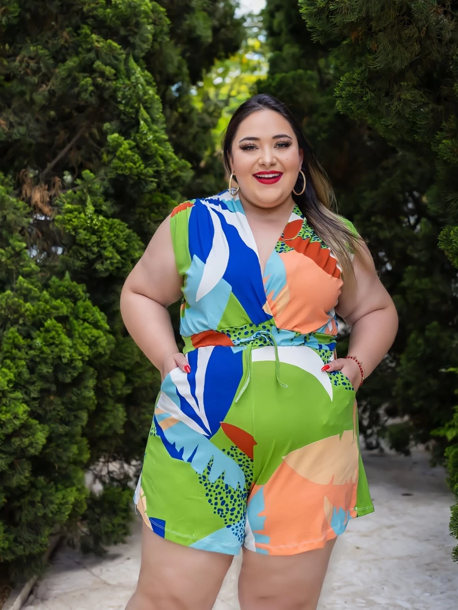 Plus Size Jumpsuits - Dark Green - View 1