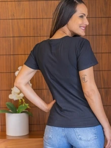 Women T-Shirts - 黑色 - 查看 2