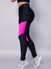 Calça Feminina Legging Com Detalhe Arrastão Leg Treino Academia - Melancia - Visão 2