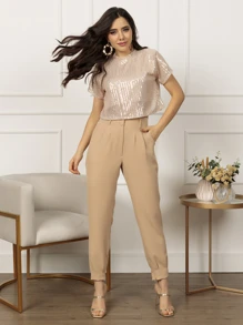 Women Tops - Màu be - Xem 5