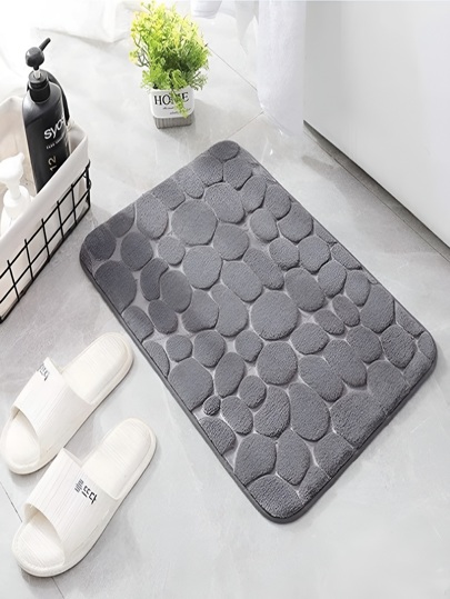 Tapete de Porta Para Banheiro Macio Antiderrapante Estampa Pedra