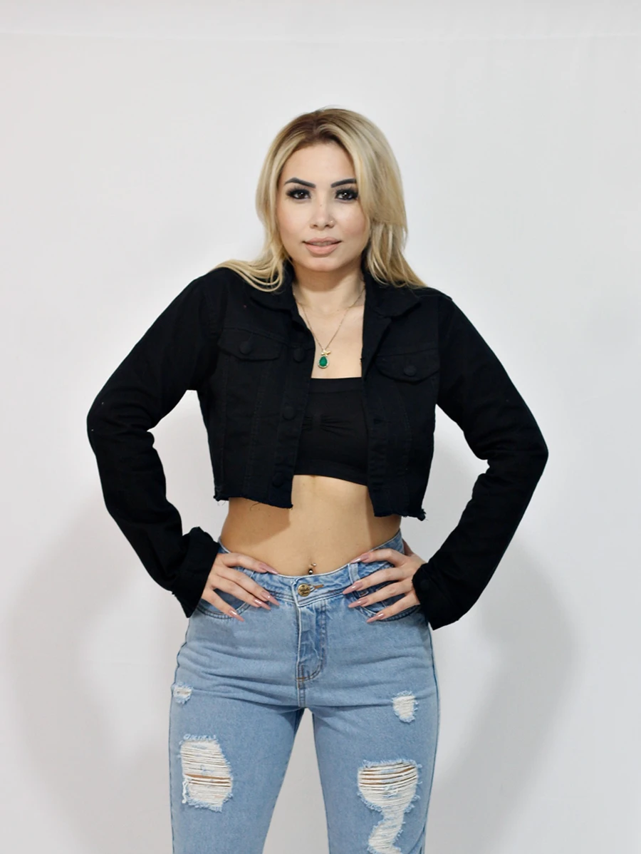 Women Denim Jackets & Coats - màu đen - Xem 1