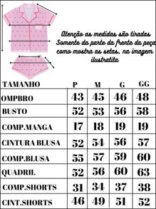 Pijama Femenino  Americano Curto com botão Baby Doll Blogueira Luxo