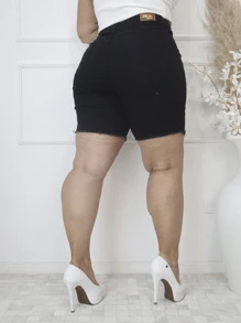 Plus Size Denim Shorts - Negro - Ver 2