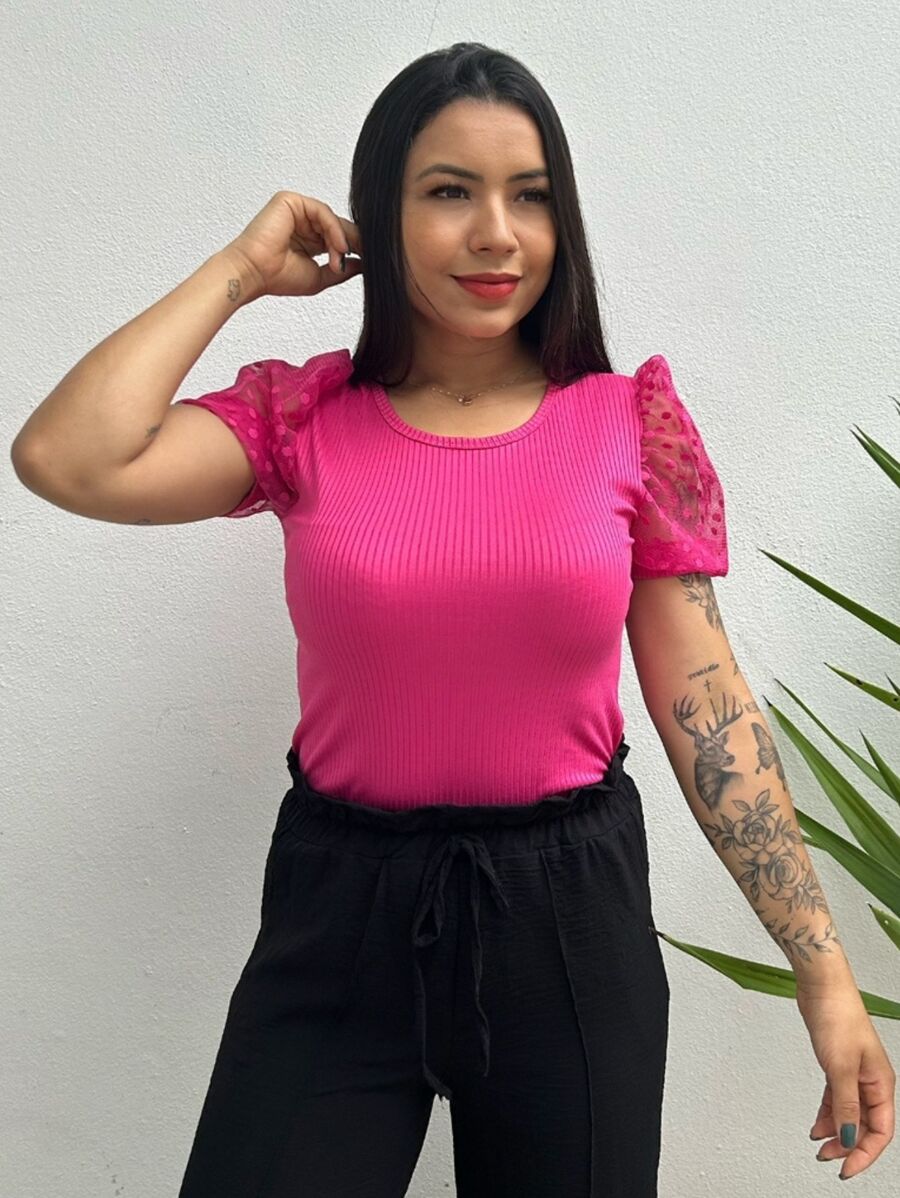 Women T-Shirts - 玫紅色 - 查看 1