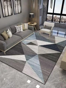 Tapete Para Sala Quarto Escritório Geométrico Estilo Moderno 1m*1,4m - Azul e Branco - Visão 1