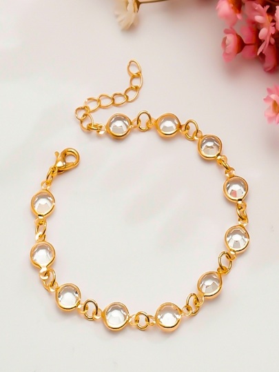 PULSEIRA PEDRAS CRISTAIS Folheado A OURO