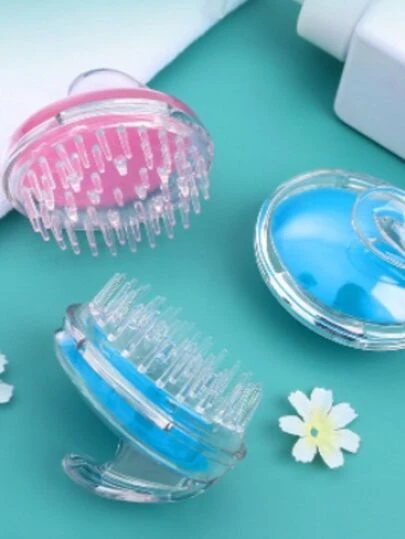 Escova De Silicone Para Cuidados Com O Corpo / Escova De Banho Para Massagem De Couro Cabeludo Raiz De Cabelo Cor Aleatoria