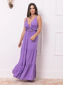 Women Dresses - 紫丁香色 - 查看 3