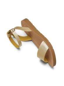 Women'S One Band Ankle Strap Buckle Flat Sandals - Gold - View 5