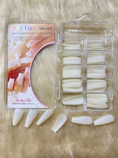 Caixa com 100 Unidades de Unha Tips Sorriso Reta Postica Leitosa Festa Junina