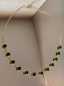 Choker Gargantilha Esmeralda Verde Ouro