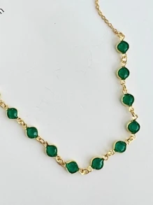 Choker Gargantilha Esmeralda Verde Ouro