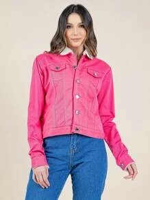 Women Denim Jackets & Coats - Watermelon Pink - View 1