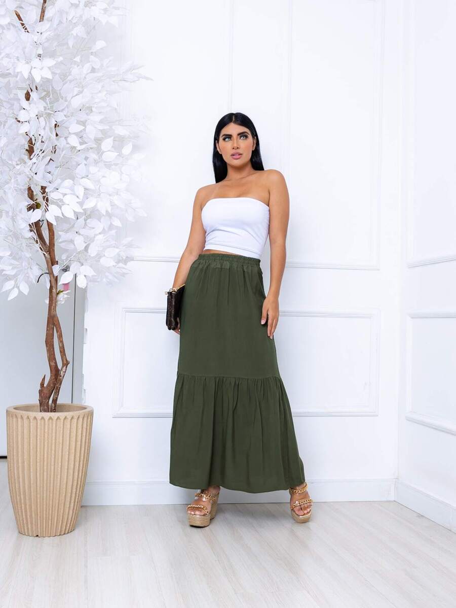 Women Skirts - 軍綠色 - 查看 1