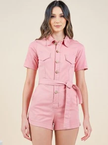 Women Denim Overalls & Jumpsuits - Bụi hồng - Xem 3
