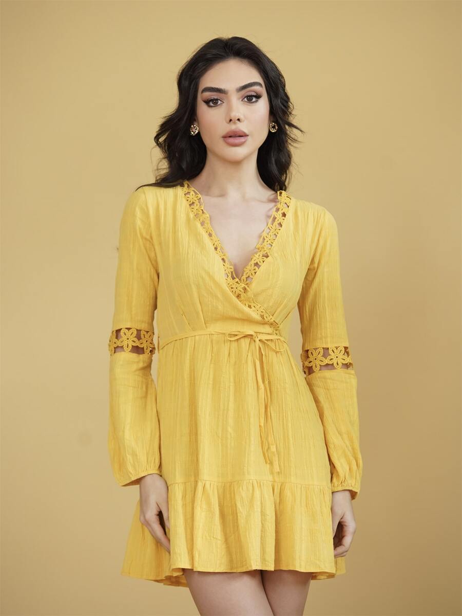 Women Dresses - 黃色 - 查看 1