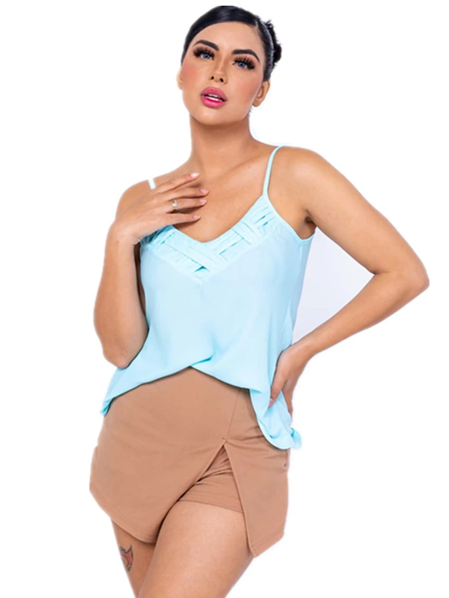 Women Tank Tops & Camis - 淺藍色 - 查看 1