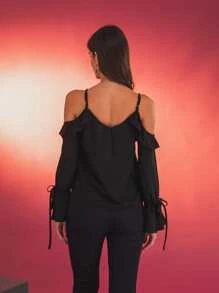 Women Blouses - 黑色 - 查看 5