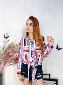 Women Blouses - 紅色 - 查看 5