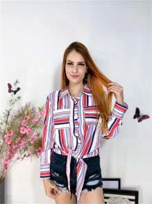 Women Blouses - 紅色 - 查看 4