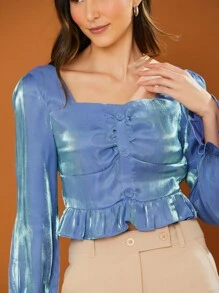 Women Blouses - Màu xanh lam - Xem 3